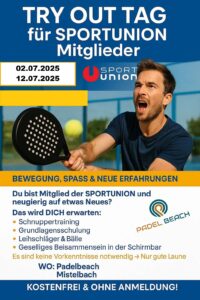 Plakat Try Out Padel für Sportunion